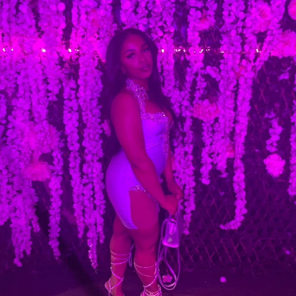 Rhinestone purple dress - Picture 2 of 3